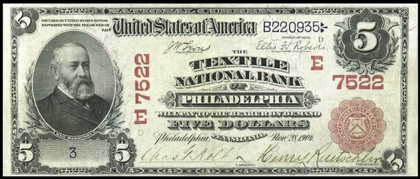1902 Red Seal $5 bank note