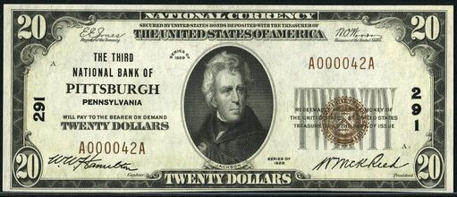1929 Type 1 $20 bank note
