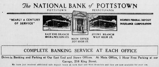 A 1955 advertisement for the National Bank of Pottstown