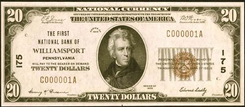1929 Type 1 $20 bank note