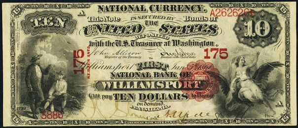 Series of 1875 $10 bank note