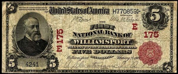 1902 Red Seal $5 bank note