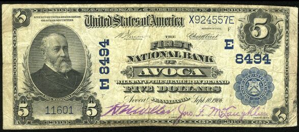 1902 Plain Back $5 bank note