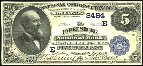 1882 Value Back $5 bank note