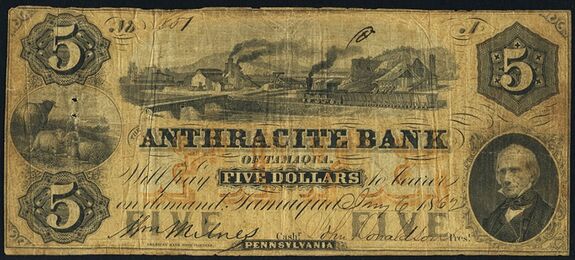 The Anthracite Bank of Tamaqua Obsolete $5