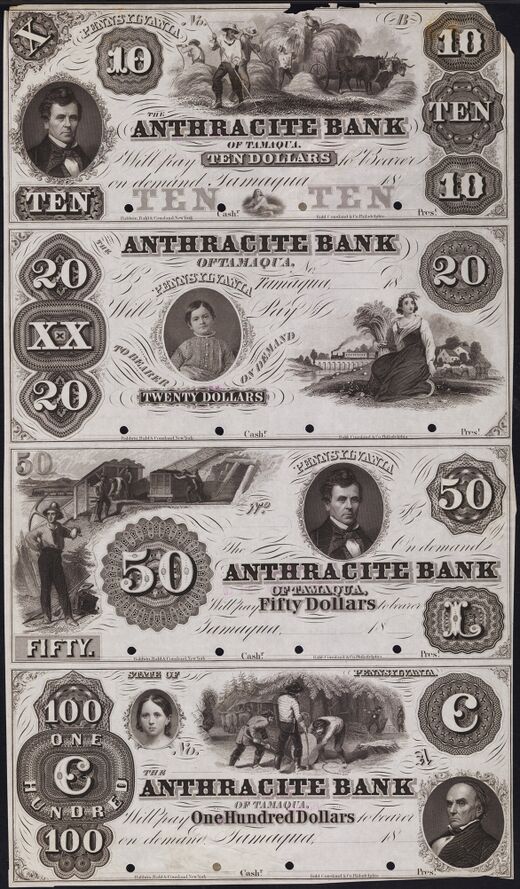 The Anthracite Bank of Tamaqua Uncut Proof Sheet