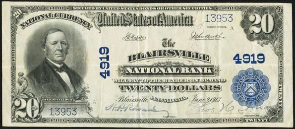 1902 Plain Back $20 bank note