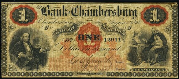 The Bank of Chambersburg Obsolete $1