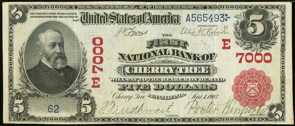 1902 Red Seal $5 bank note