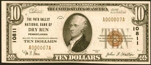 1929 Type 1 $10 bank note