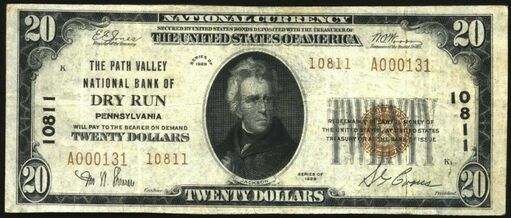 1929 Type 2 $20 bank note