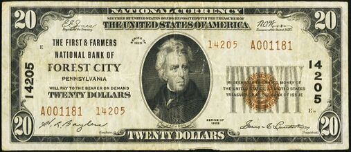 1929 Type 2 $20 bank note