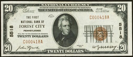 1929 Type 1 $20 bank note