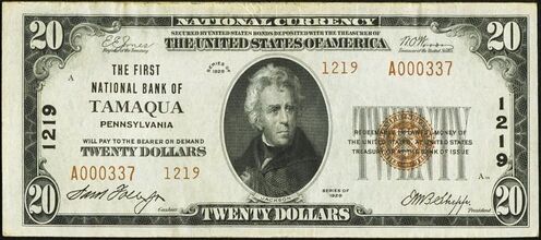 1929 Type 2 $20 bank note