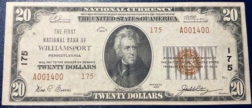 1929 Type 2 $20 bank note