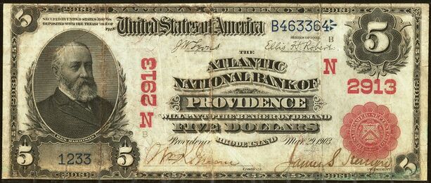 1902 Red Seal $5 bank note
