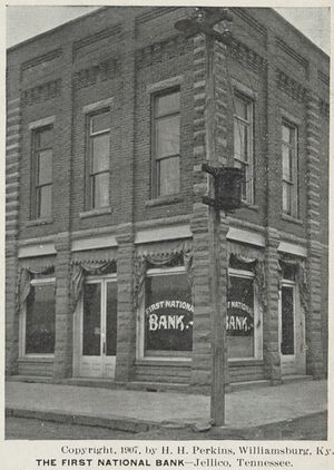 Postcard of the First National Bank of Jellico