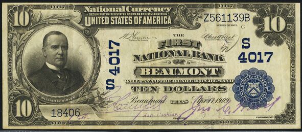 1902 Plain Back $10 bank note
