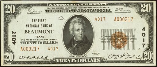 1929 Type 2 $20 bank note