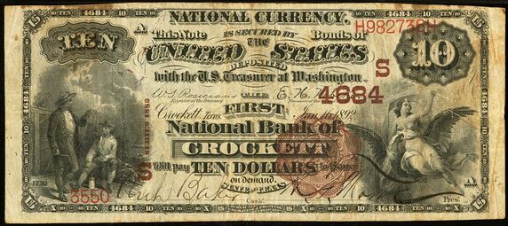 1882 Brown Back $10 bank note