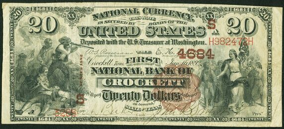 1882 Brown Back $20 bank note