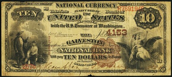 1882 Brown Back $10 bank note