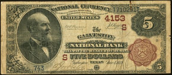 1882 Brown Back $5 bank note