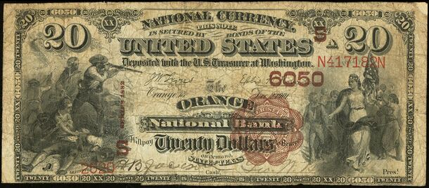 1882 Brown Back $20 bank note