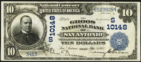 1902 Date Back $10 bank note