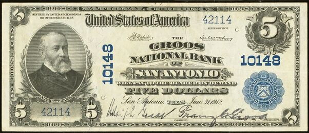 1902 Plain Back $5 bank note