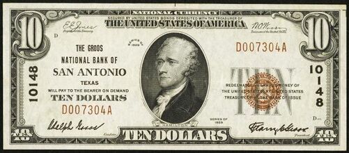 1929 Type 1 $10 bank note