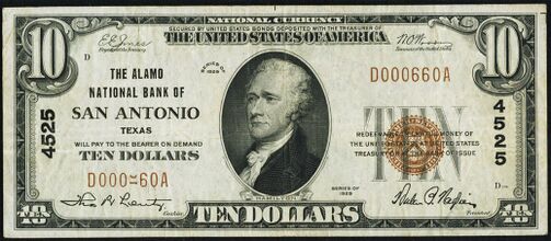 1929 Type 1 $10 bank note stuck digit error