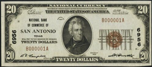 1929 Type 1 $20 bank note