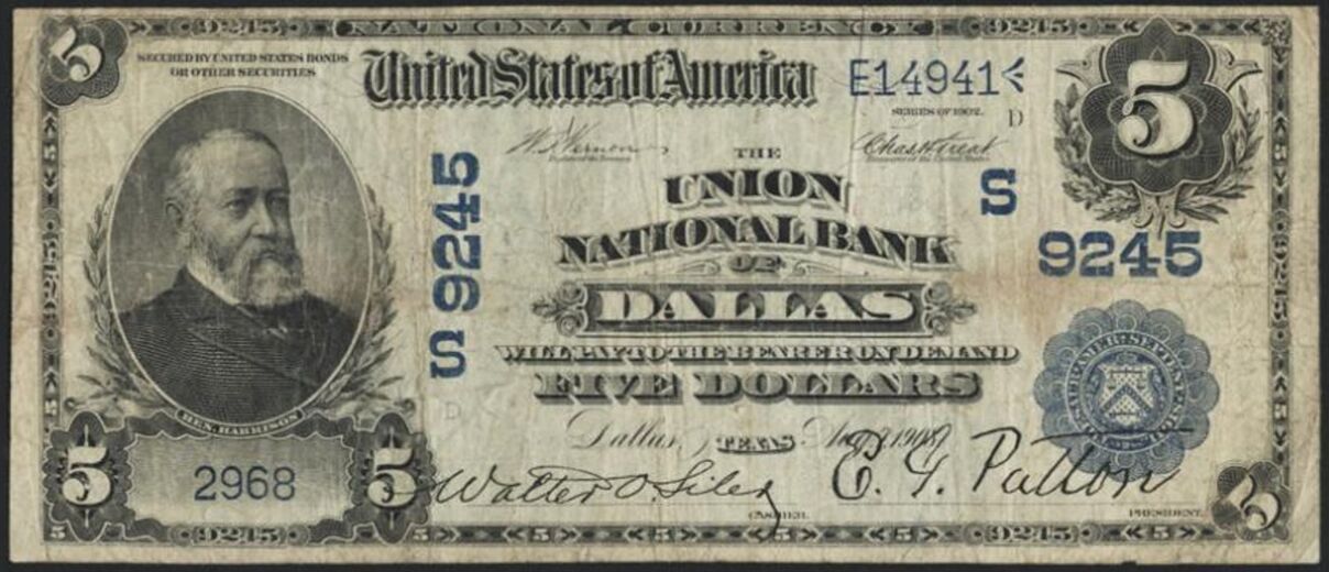 Union National Bank, Dallas, TX (Charter 9245) - Bank Note History