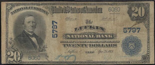 1902 Plain Back $20 bank note