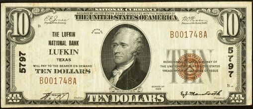 1929 Type 1 $10 bank note