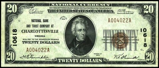 1929 Type 1 $20 bank note