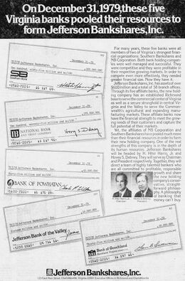 A 1980 advertisement for Jefferson Bankshares, Inc.