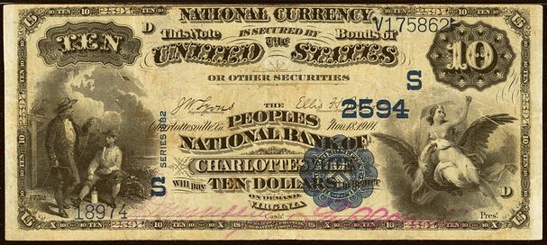 1882 Value Back $10 bank note