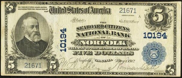 1902 Plain Back $5 bank note