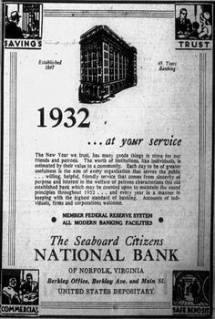 A 1932 advertisement for the Seaboard Citizens National Bank