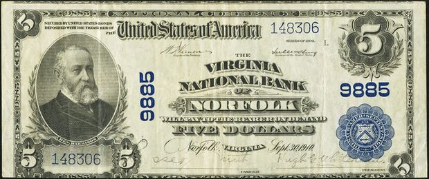 1902 Plain Back $5 bank note