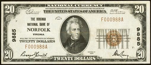 1929 Type 1 $20 bank note