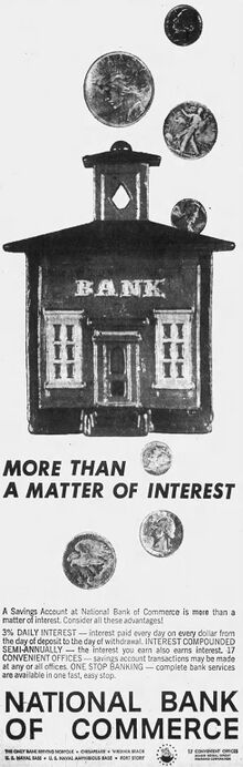 1963 advertisement for the National Bank of Commerce