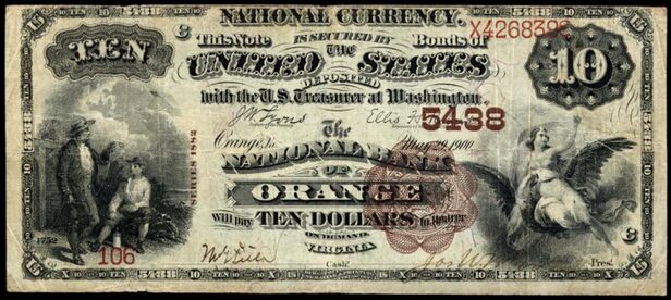 1882 Brown Back $10 bank note
