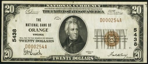 1929 Type 1 $20 bank note