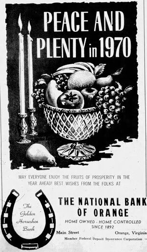 National Bank of Orange New Year's advertisement 1970