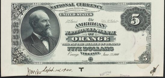 1882 Brown Back $5 proof