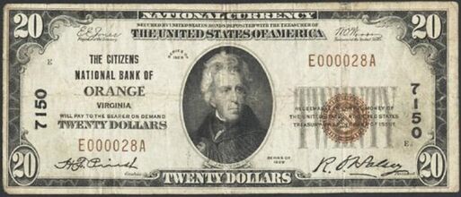 1929 Type 1 $20 bank note