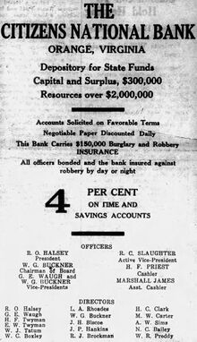A 1930 advertisement for the Citizens National Bank